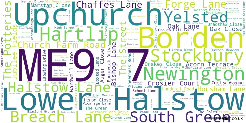 A word cloud for the ME9 7 postcode
